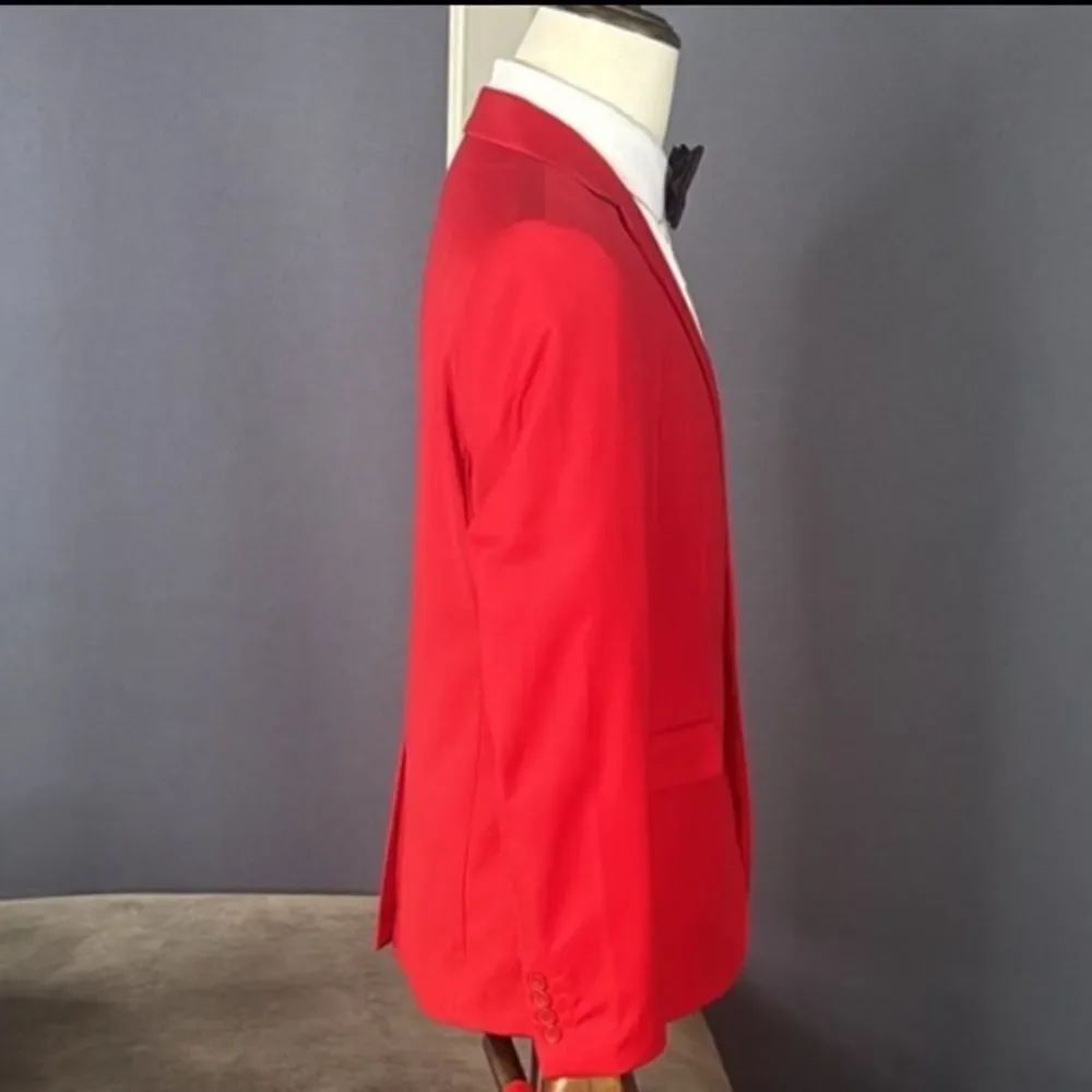 Men’s Red Slim Fit Suit Jacket Blazer Prom Party Formal Size 42 NWOT